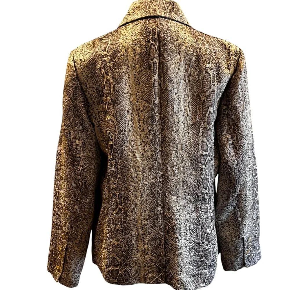 Chico's Cobra Pattern Jacquard Blazer Reptile Print Jacket, Chico’s 2 (Large)